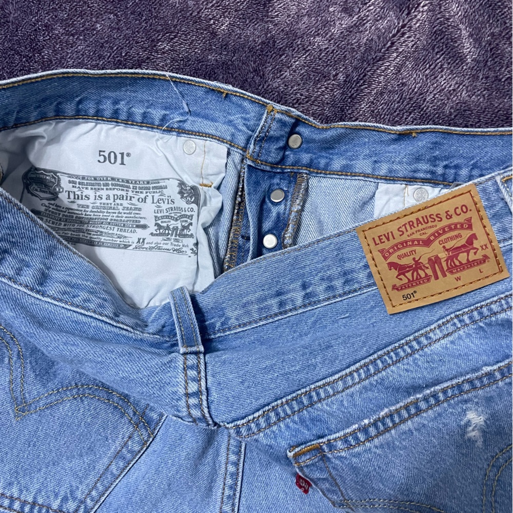Levi’s 501 blue light wash denim cutoff shorts NWOT - Picture 7 of 8